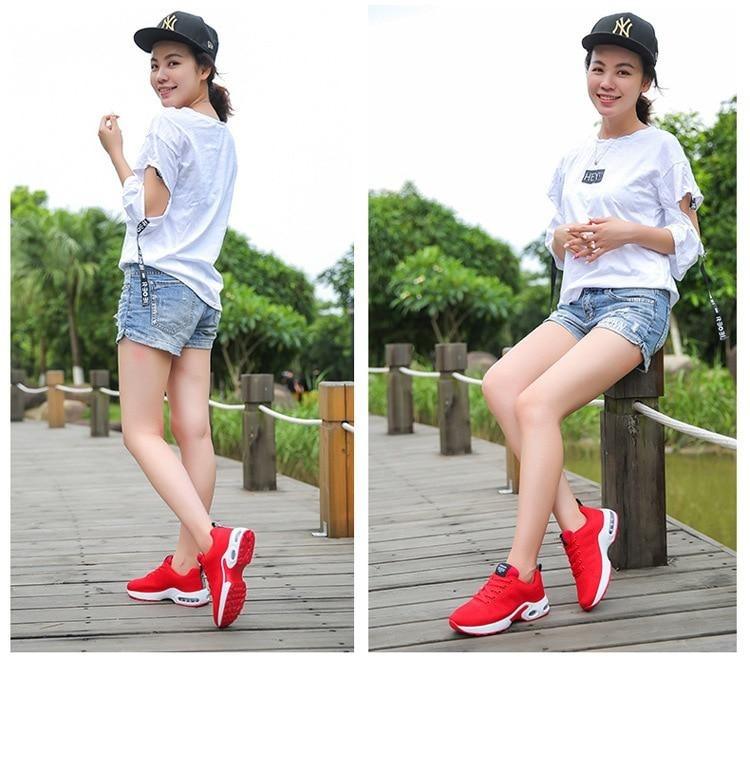Women’s Breathable Mesh Platform Running Sneakers – Sporty Air Cushion