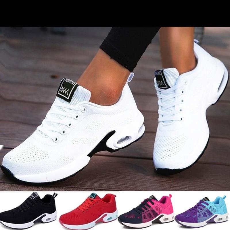 Women’s Breathable Mesh Platform Running Sneakers – Sporty Air Cushion