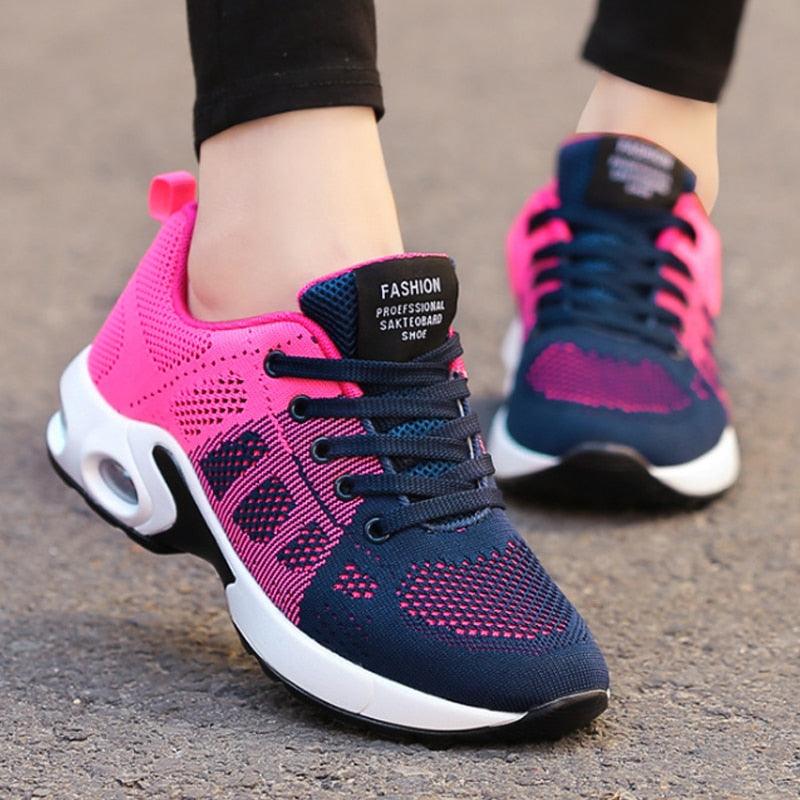 Women’s Breathable Mesh Platform Running Sneakers – Sporty Air Cushion
