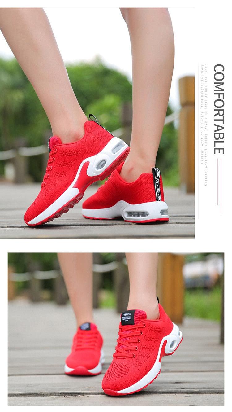 Women’s Breathable Mesh Platform Running Sneakers – Sporty Air Cushion