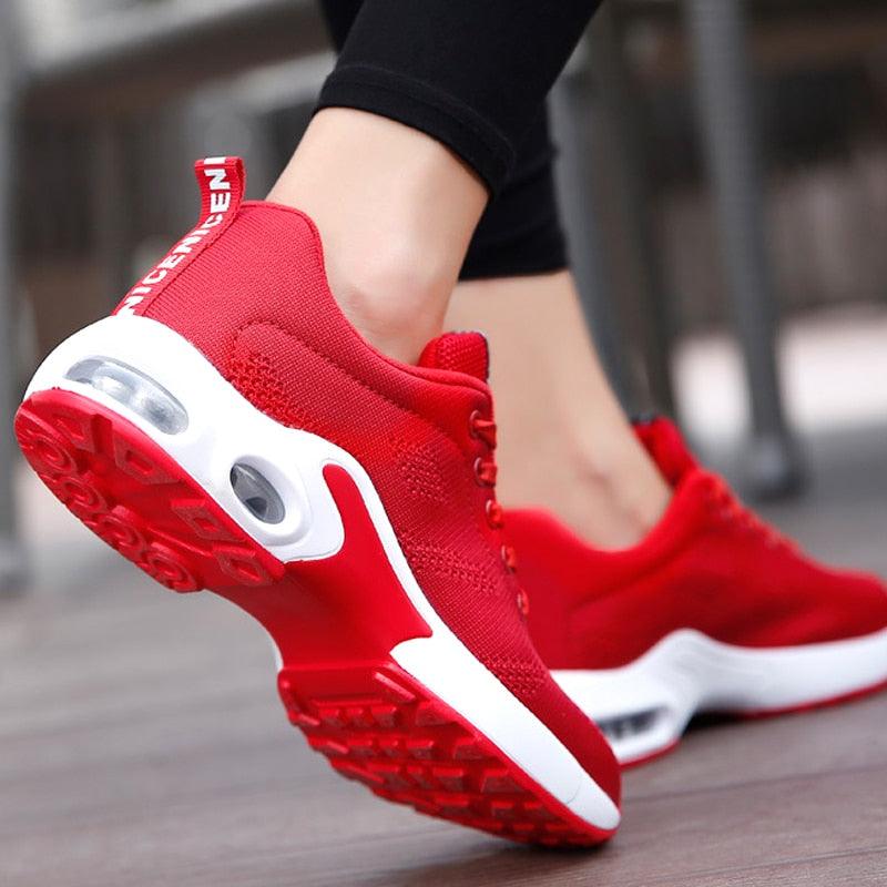 Women’s Breathable Mesh Platform Running Sneakers – Sporty Air Cushion