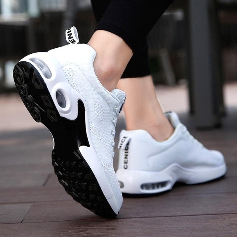 Women’s Breathable Mesh Platform Running Sneakers – Sporty Air Cushion