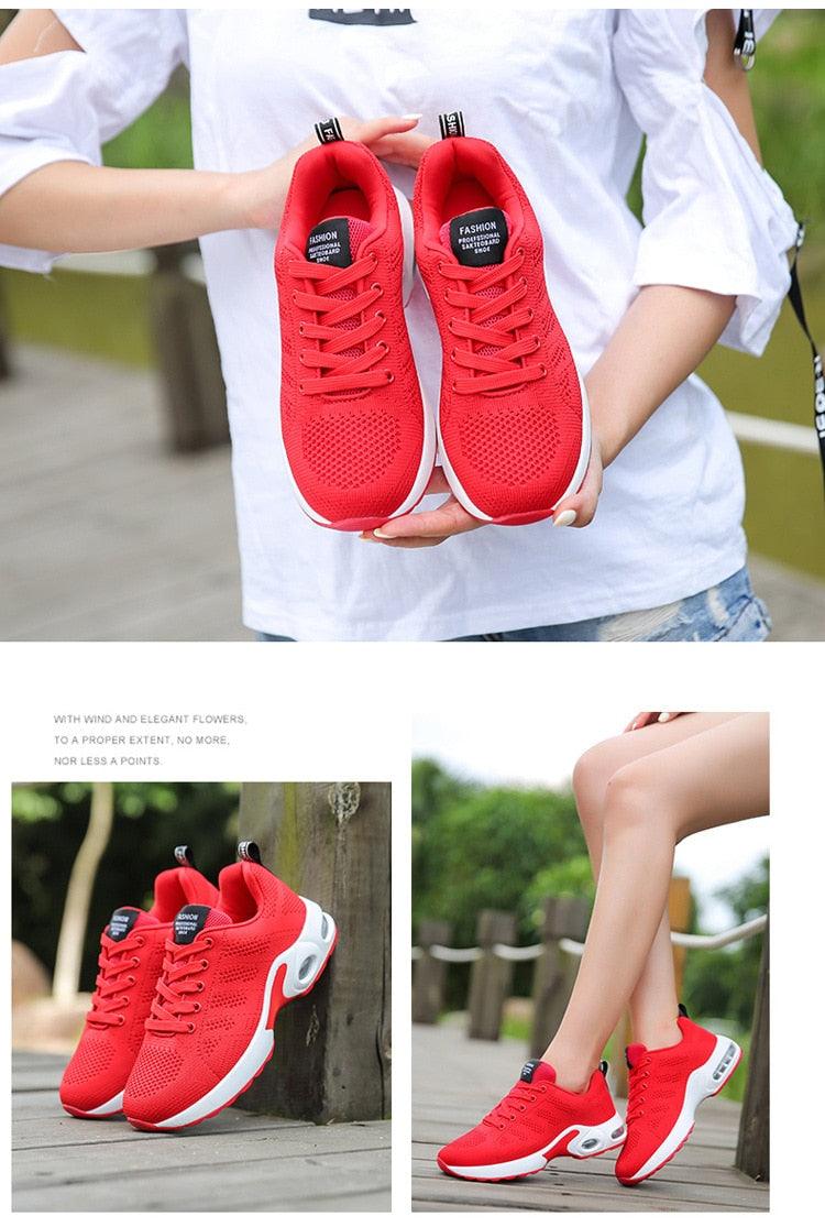 Women’s Breathable Mesh Platform Running Sneakers – Sporty Air Cushion