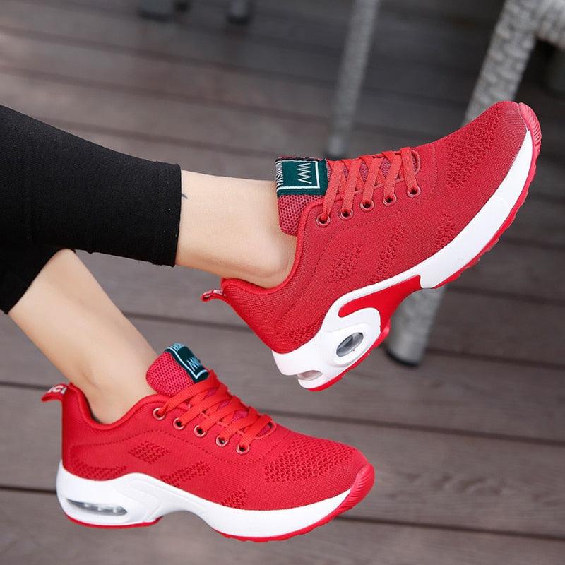 Women’s Breathable Mesh Platform Running Sneakers – Sporty Air Cushion
