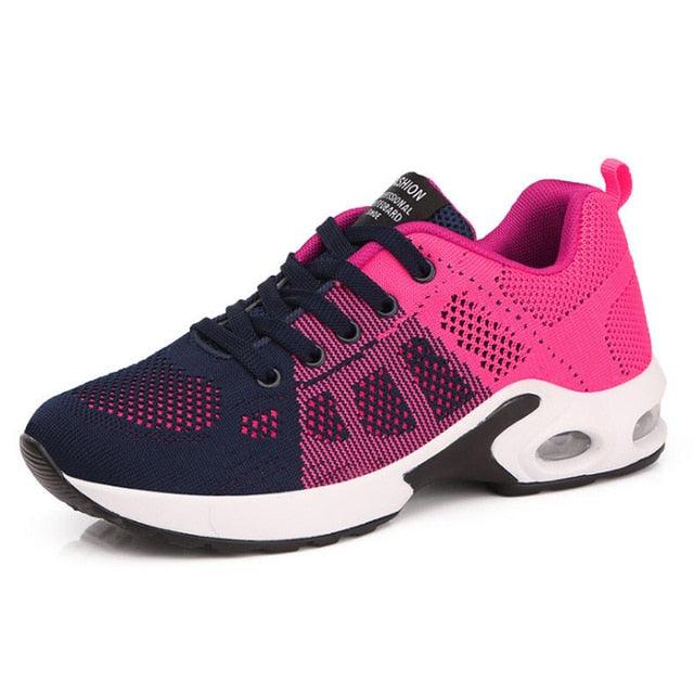Women’s Breathable Mesh Platform Running Sneakers – Sporty Air Cushion