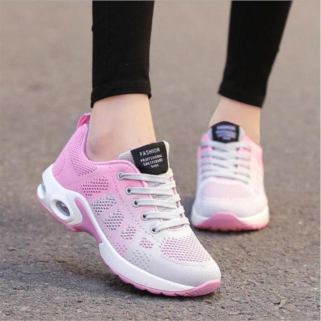 Women’s Breathable Mesh Platform Running Sneakers – Sporty Air Cushion