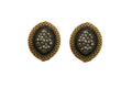 Luxurious golden and black AD stone drop earrings on a brass base