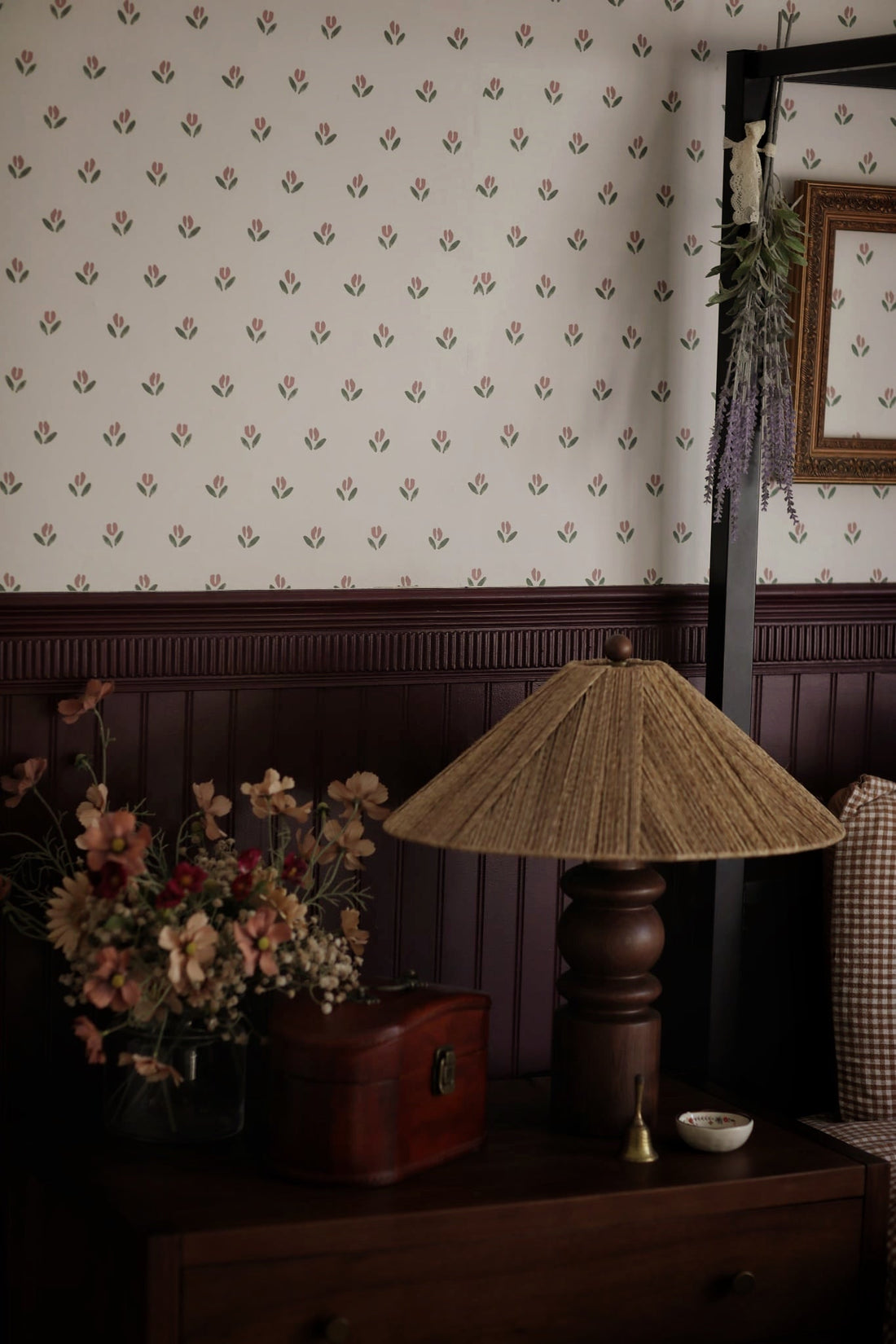 Baylor Floral Removable Wallpaper in Cream, Sage-Green & Dusty-Rose