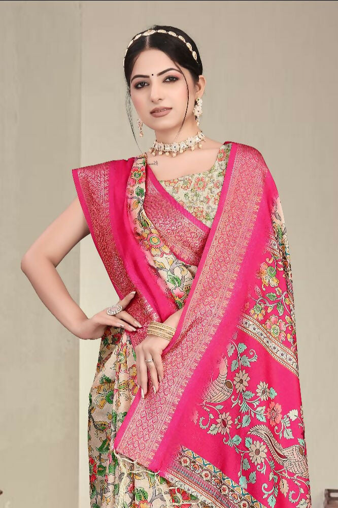 Multi Heavy Rich Cotton Silk Digital Print & Jacquard Saree