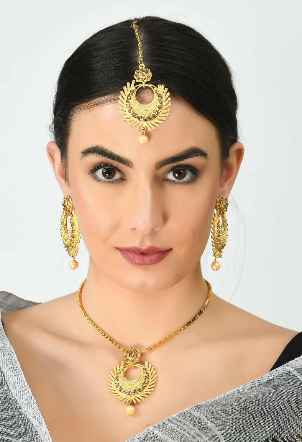 Gold-Polished Brass Long Necklace for Traditional Elegance