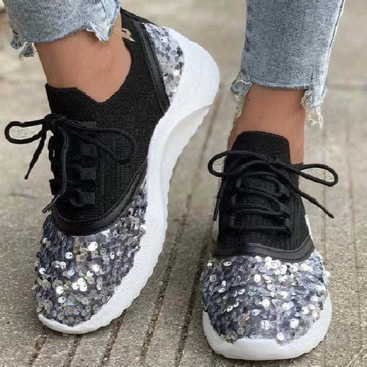 Women Breathable Sequin Knit Sneakers for Daily Comfort - Image 31