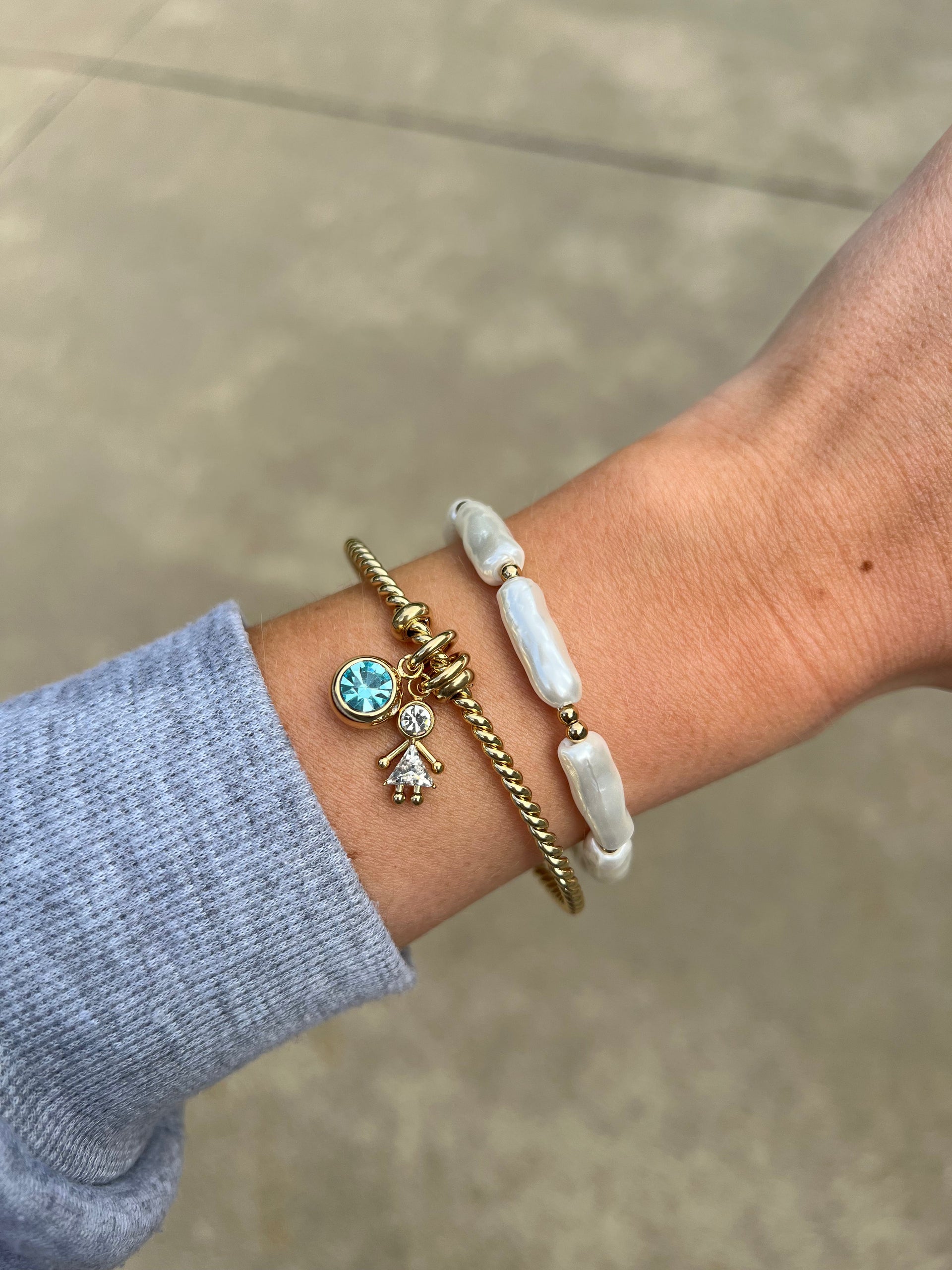 March Birthstone Interchangeable Charm in Gold with Aquamarine
