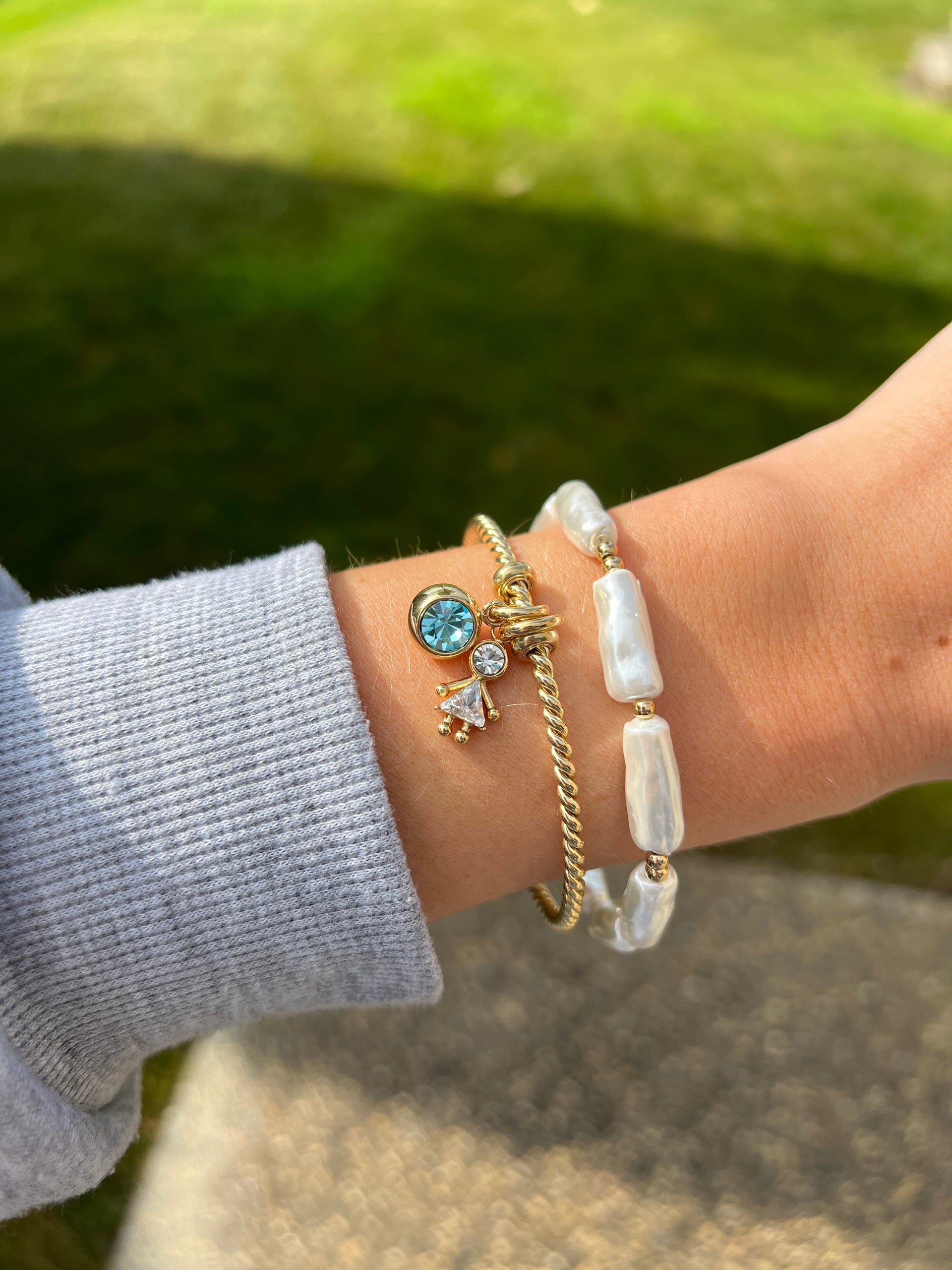 March Birthstone Interchangeable Charm in Gold with Aquamarine