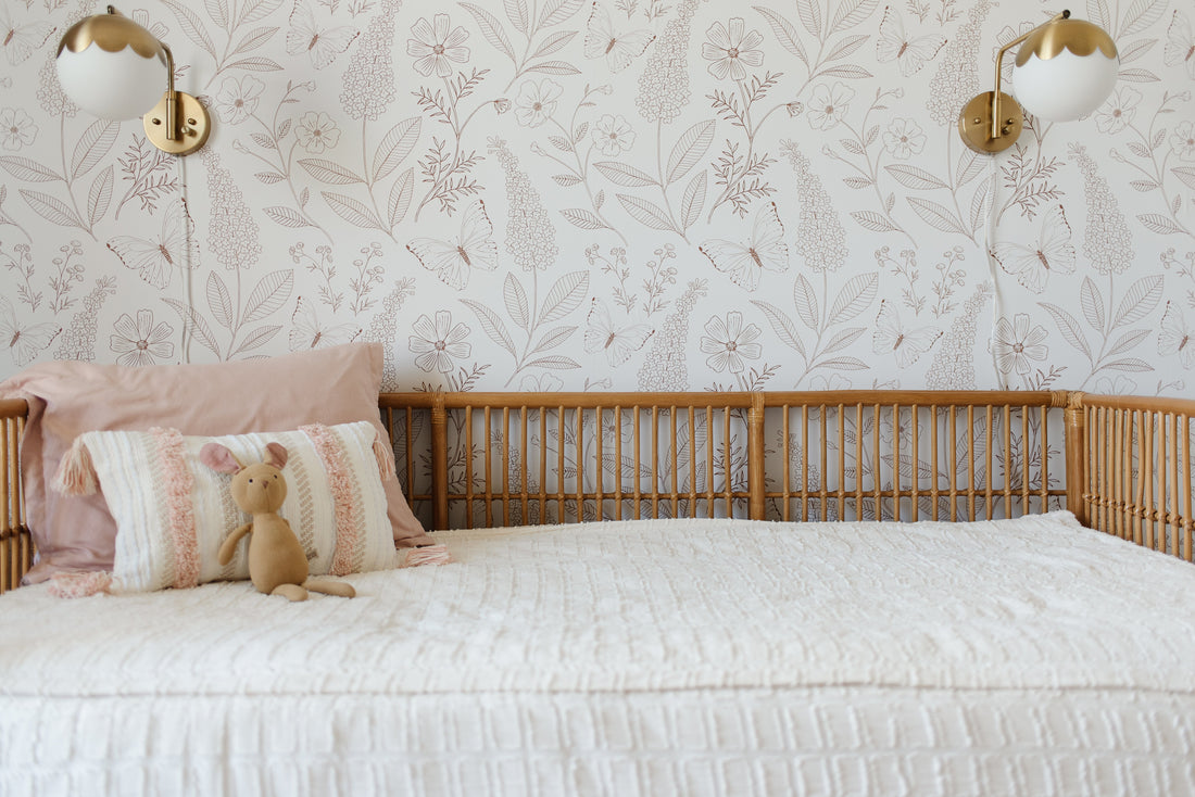 Ashlyn Floral Removable Wallpaper in Blue and Pink