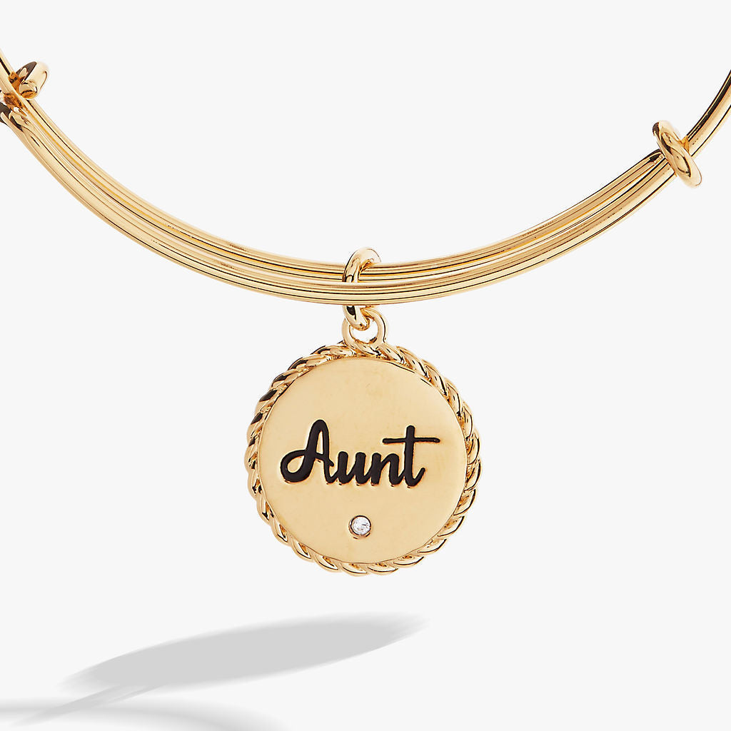 Aunt Charm Bangle Bracelet in Gold Tone Expandable Wire