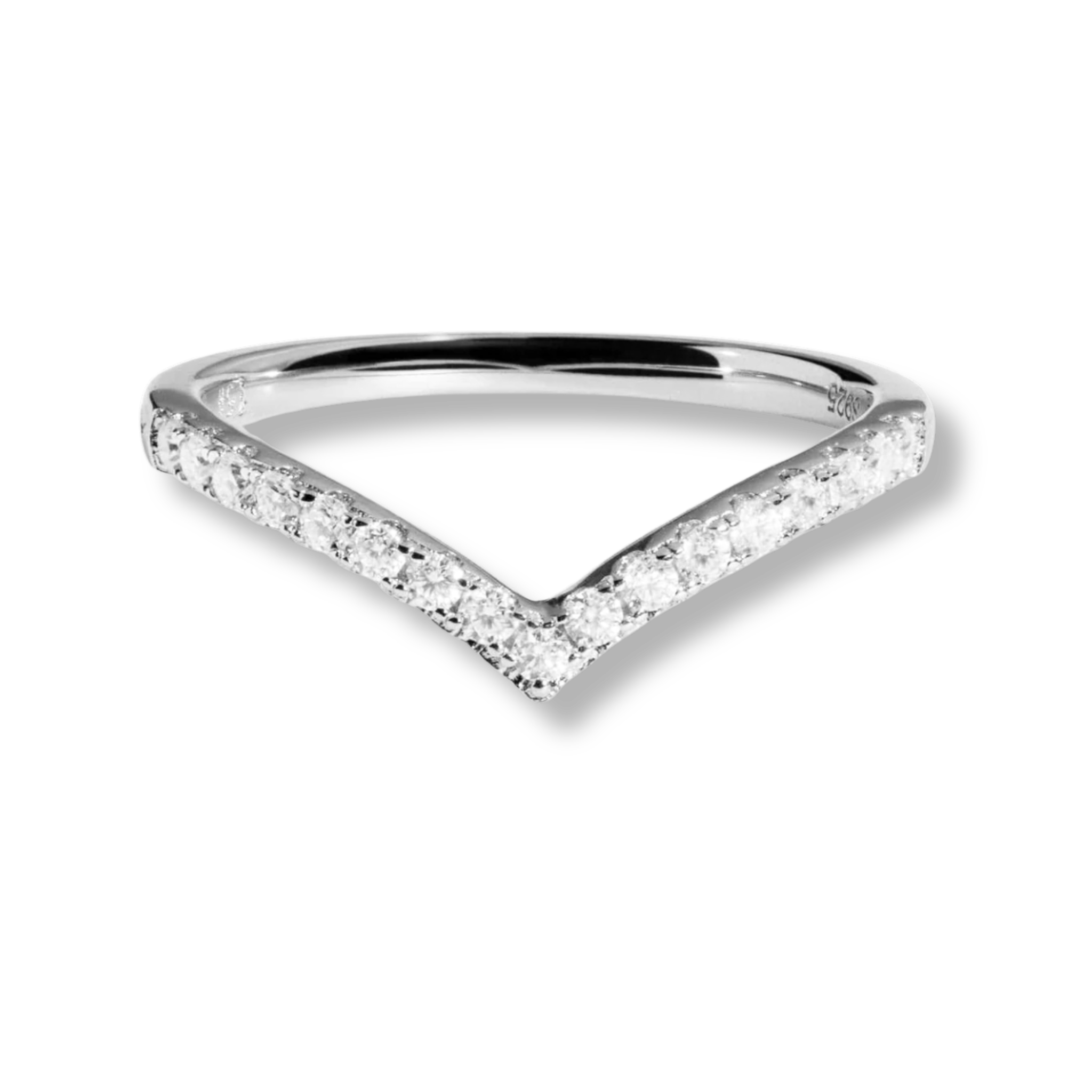 Aurora Curved 0.27 TCW Moissanite Wedding Stackable Band -  925 Sterling Silver