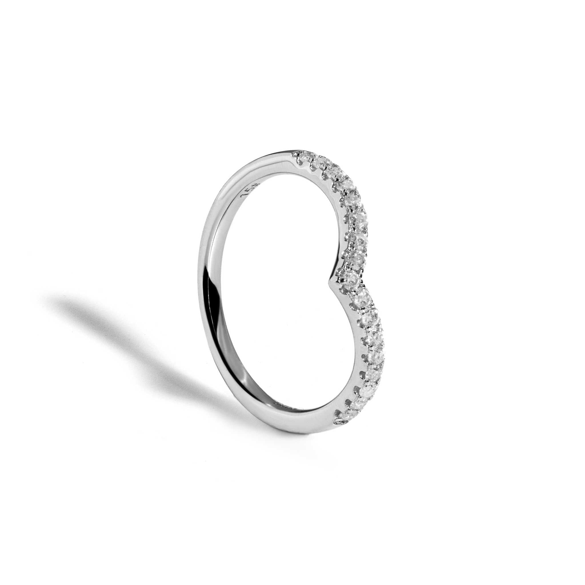 Aurora Curved 0.27 TCW Moissanite Wedding Stackable Band -  925 Sterling Silver