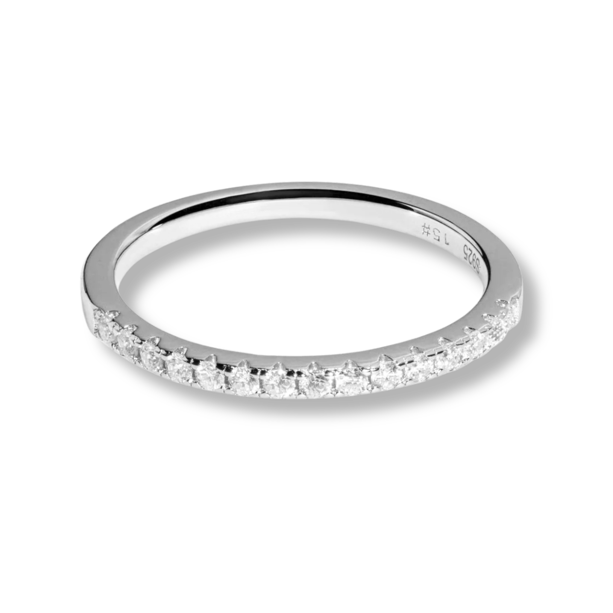 Aurora Half Eternity Ring Moissanite Real 925 Sterling Silver Wedding Band