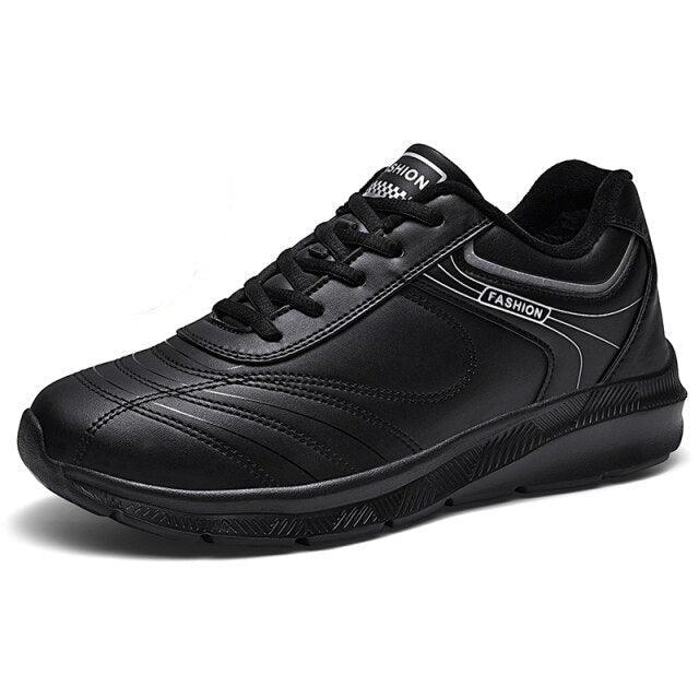 Mens Leather Casual Sneakers - Durable Athletic Sport Shoes