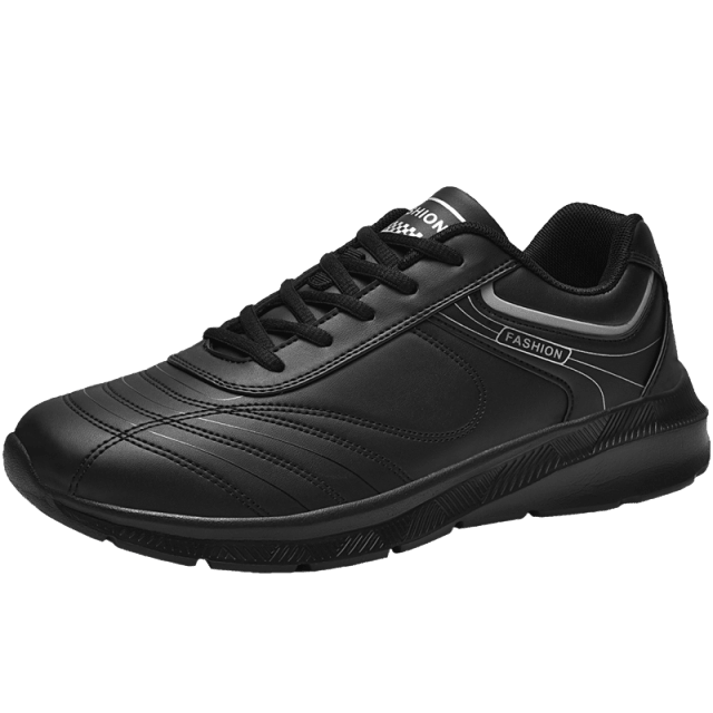 Mens Leather Casual Sneakers - Durable Athletic Sport Shoes
