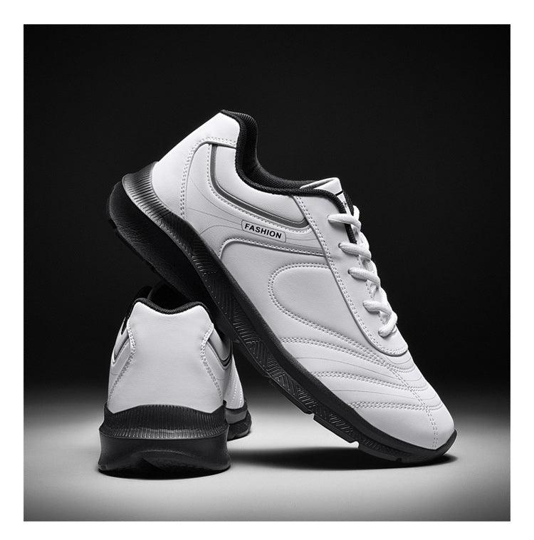 Mens Leather Casual Sneakers - Durable Athletic Sport Shoes