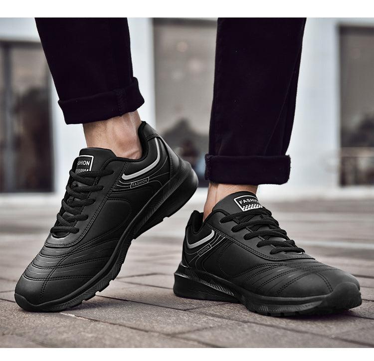 Mens Leather Casual Sneakers - Durable Athletic Sport Shoes