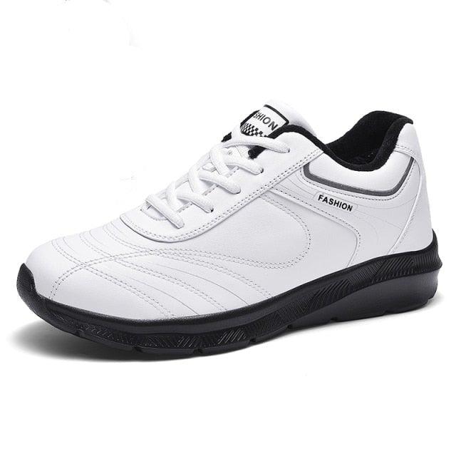 Mens Leather Casual Sneakers - Durable Athletic Sport Shoes