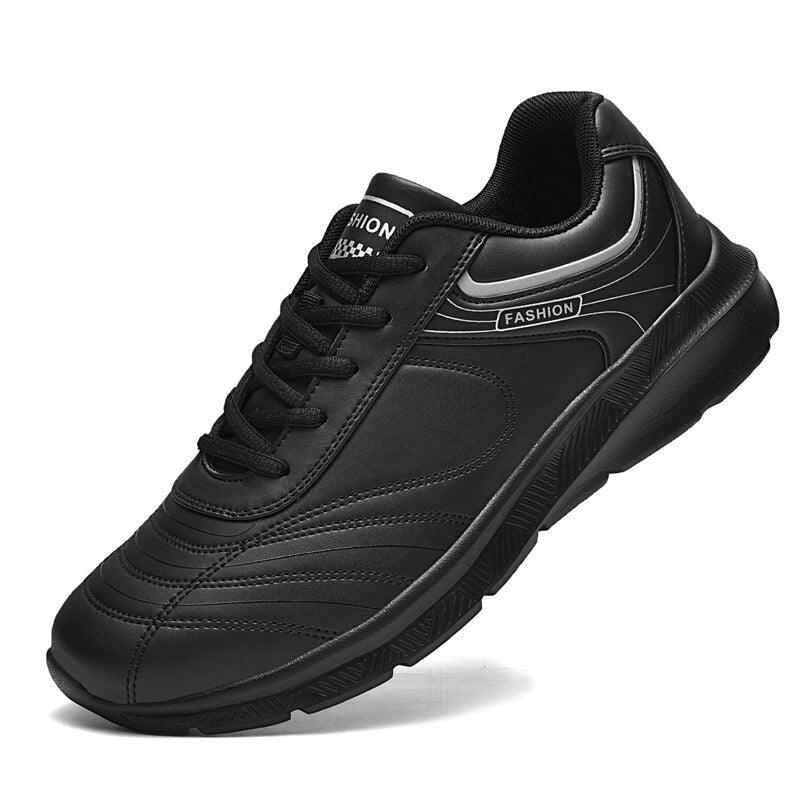 Mens Leather Casual Sneakers - Durable Athletic Sport Shoes