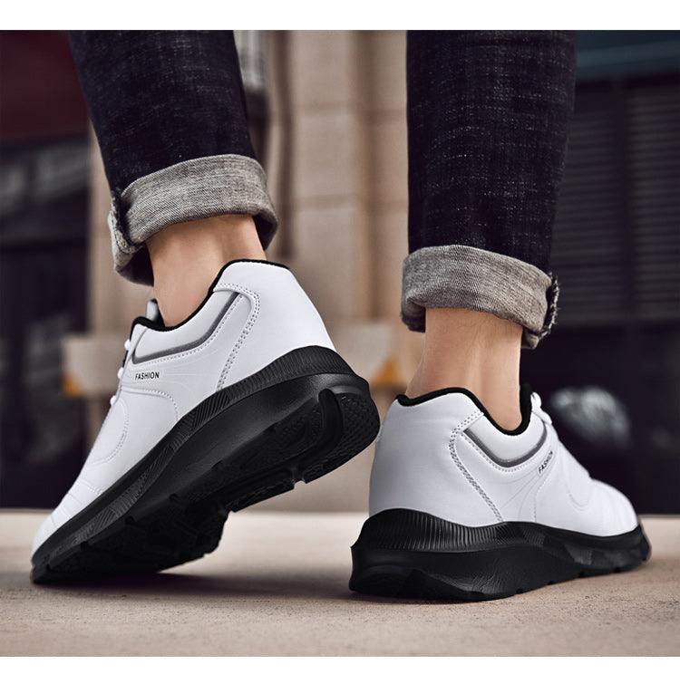 Mens Leather Casual Sneakers - Durable Athletic Sport Shoes