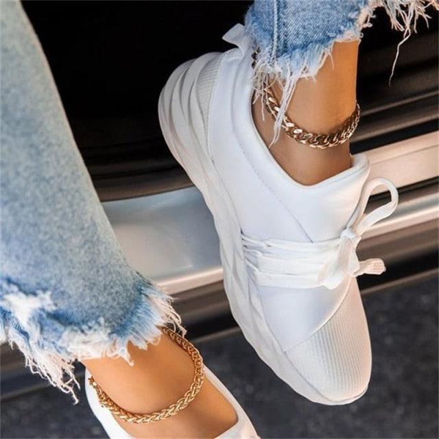 Women’s Platform Canvas Sneakers – Casual Sporty Walking Shoes