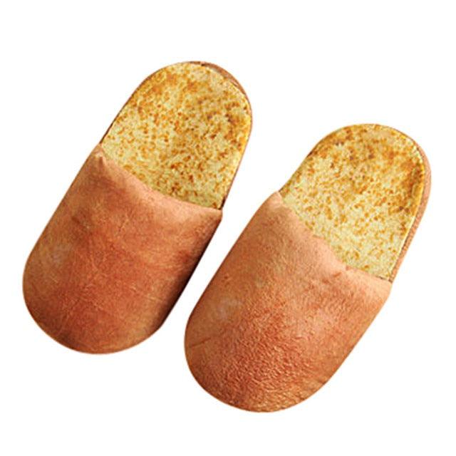 Plush Bread Bun Women's Memory Foam Indoor Slippers in Brown Tan