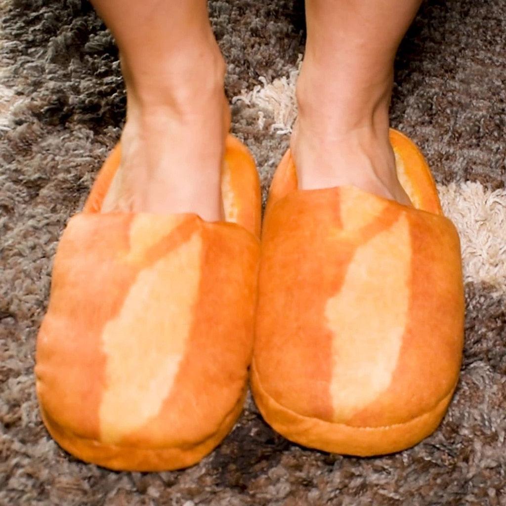 Plush Bread Bun Women's Memory Foam Indoor Slippers in Brown Tan