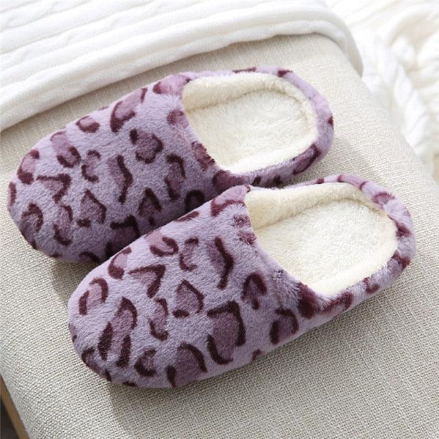 Plush Fleece Lined Indoor Slippers for Couples, Warm House Shoes