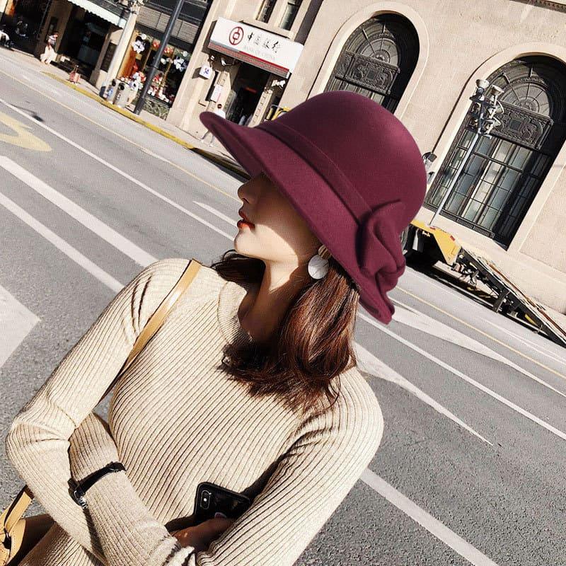 Women's Wide Brim Fedora Hat - Vintage Patterned Jazz Cap