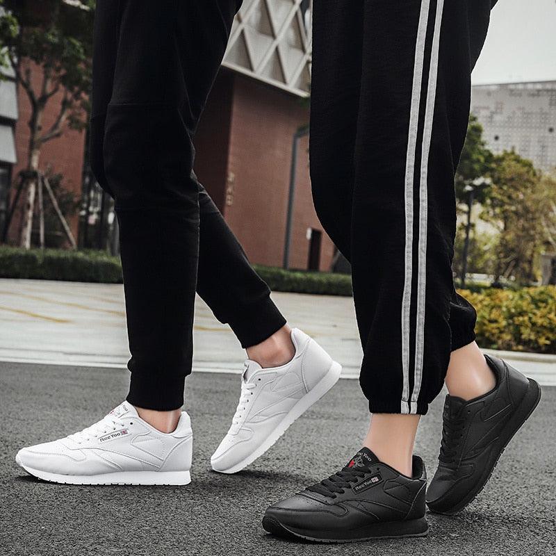 Black Vulcanized Lace-Up Fashion Sneakers - Lightweight Casual Flats