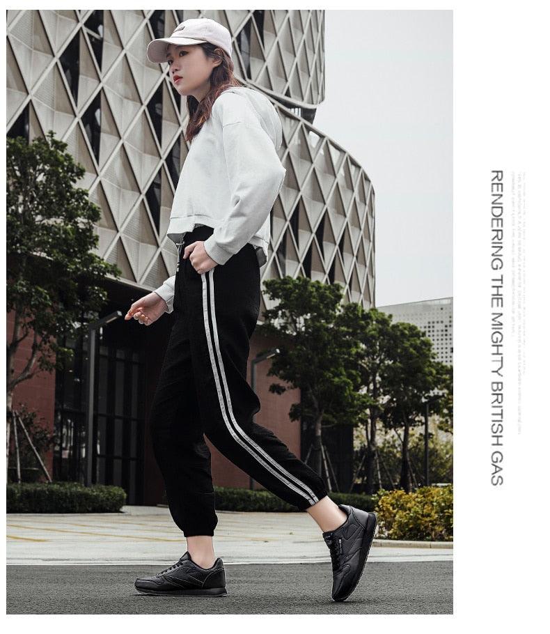 Black Vulcanized Lace-Up Fashion Sneakers - Lightweight Casual Flats