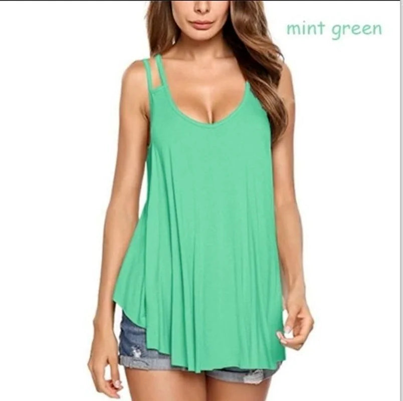 Women's Casual Sleeveless Pleated Flowy Tank Top for Summer - Image 2