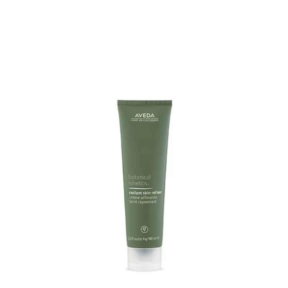Aveda Botanical Kinetics Radiant Skin Refiner 100mL tube in muted olive green packaging.