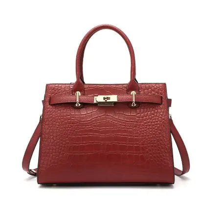 Elegant  Large Capacity Genuine Leather Handbag – Retro Style Tote for Women