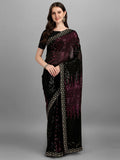 Elegant black georgette saree with embroidery for evening wear