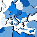 3D Wooden World Map Azure - Modern Geometric Wall Art