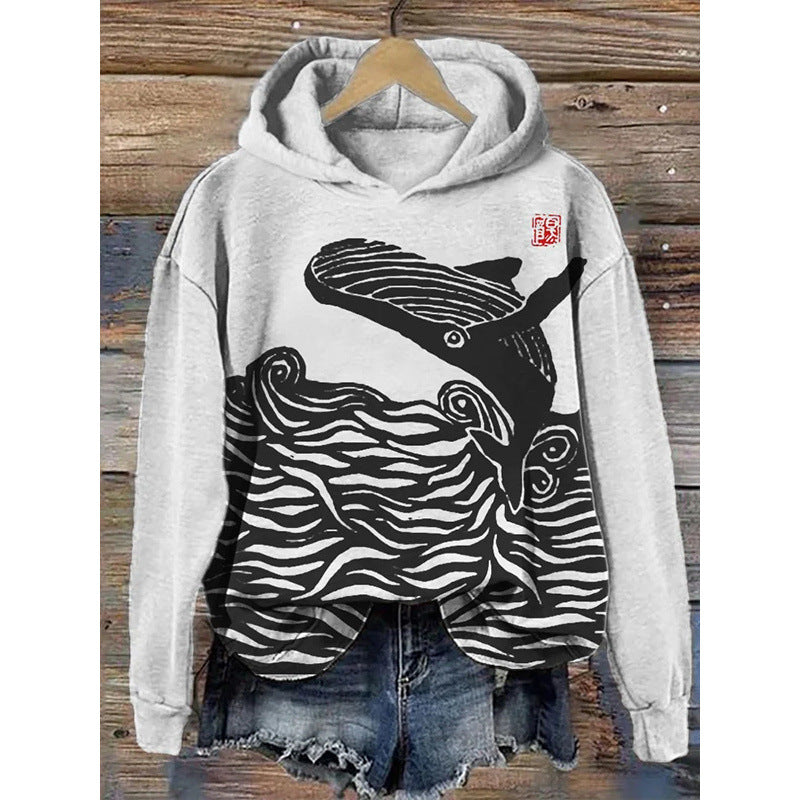Women Printed Hooded Long Sleeve Graphic Pullover Sweatshirt - Image 12