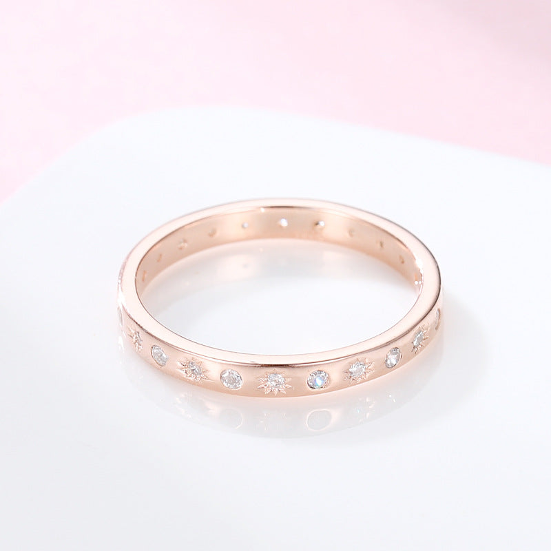 Hollow Dot Zircon Sterling Silver Ring