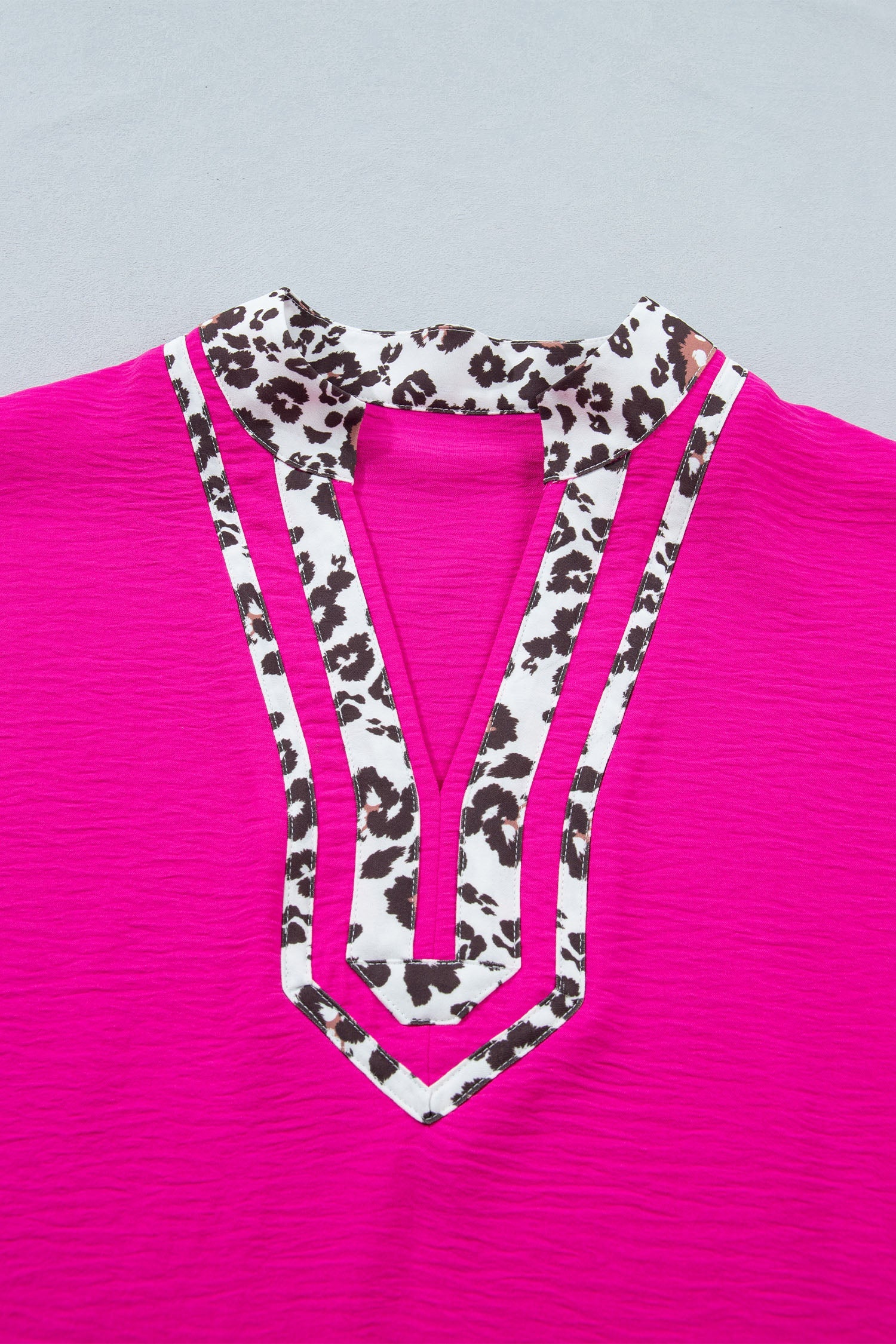 Leopard Patchwork V-Neck Dolman Top
