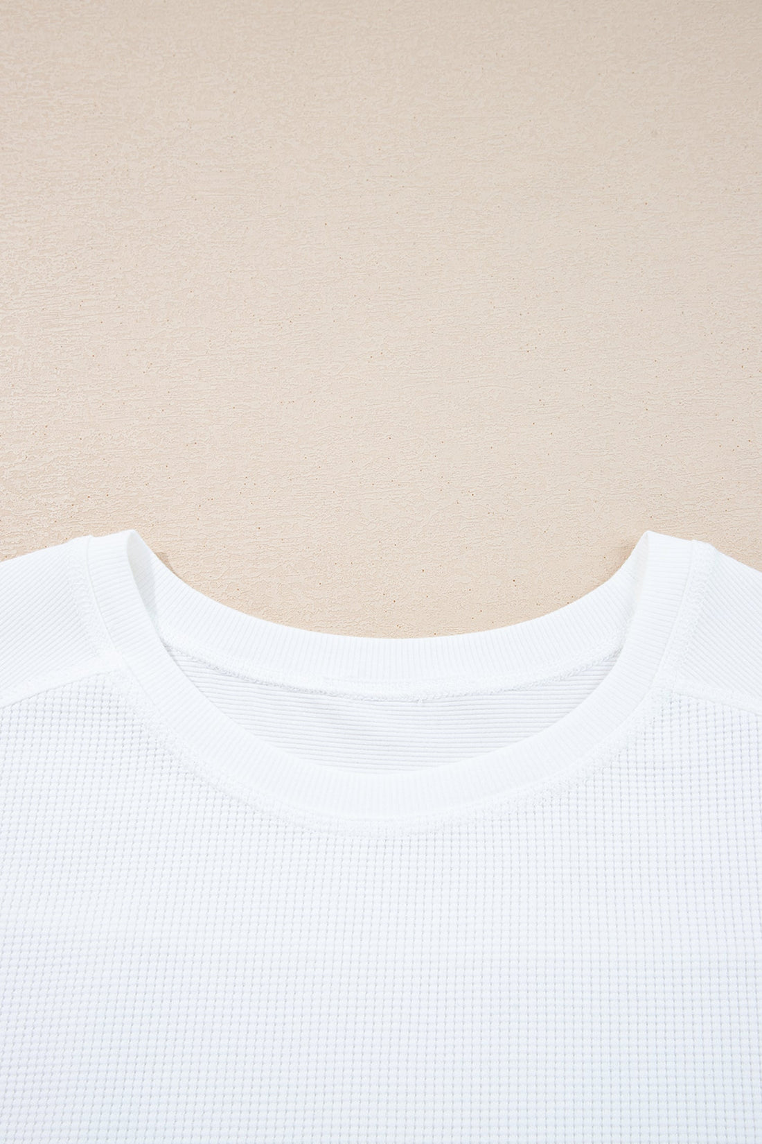 White Waffle Knit Dolman Sleeve Oversized Patchwork Top
