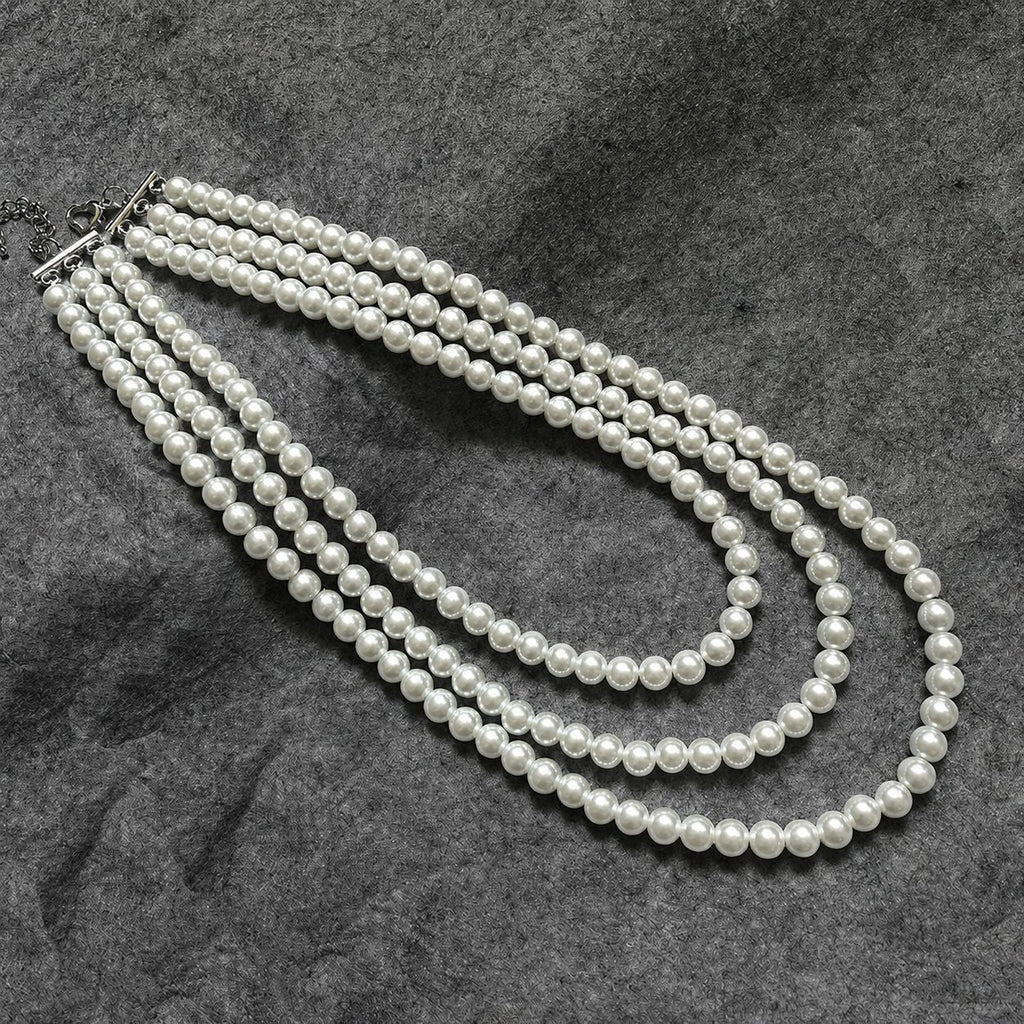 Three Or Four Multi-layer Glass Pearl Necklace Elegant Fashion Sweater Chain Dress Cheongsam Neck Chain Opera Clothing Accessories