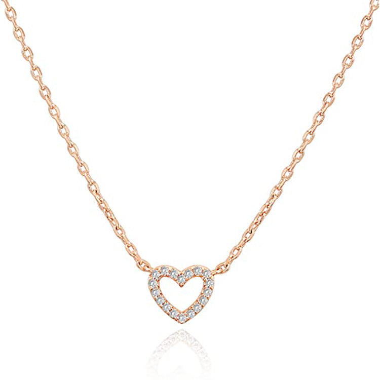 Amazon Heart-Shaped Diamond-Studded Necklace For Women, Heart Pendant Design, Clavicle Chain, Elegant Neck Chain, Wholesale New Style, Light Luxury