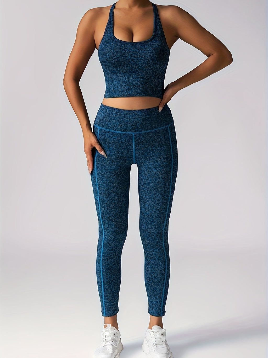 Womens Two Piece Workout Set High Waisted Leggings Sports Bra