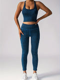 Womens Two Piece Workout Set High Waisted Leggings Sports Bra