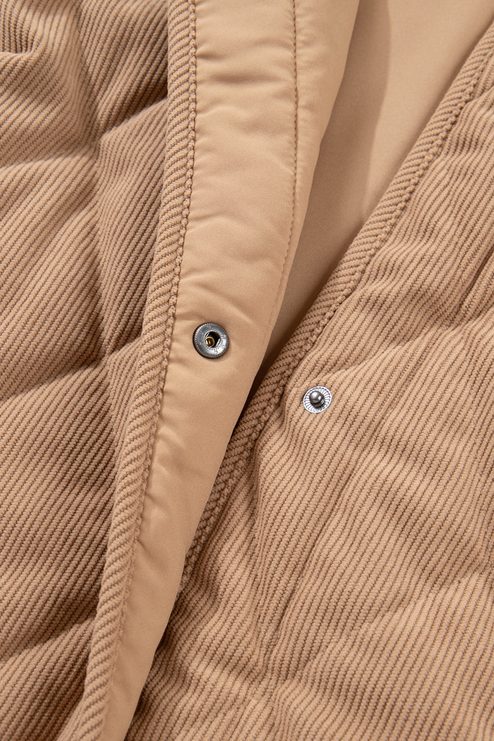 Plus Size Quilted Corduroy Snap Button Vest Jacket